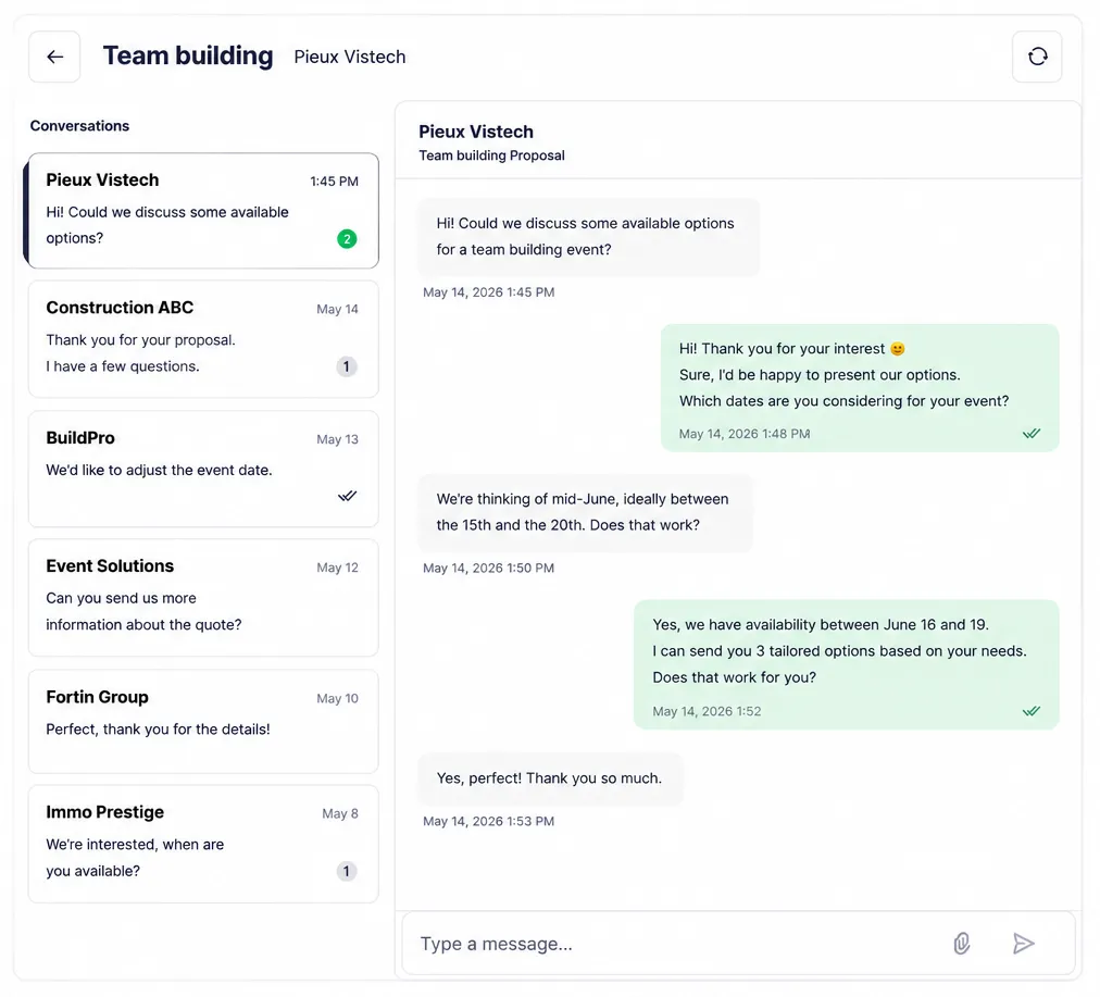 Provider messaging dashboard with client conversations and real-time chat