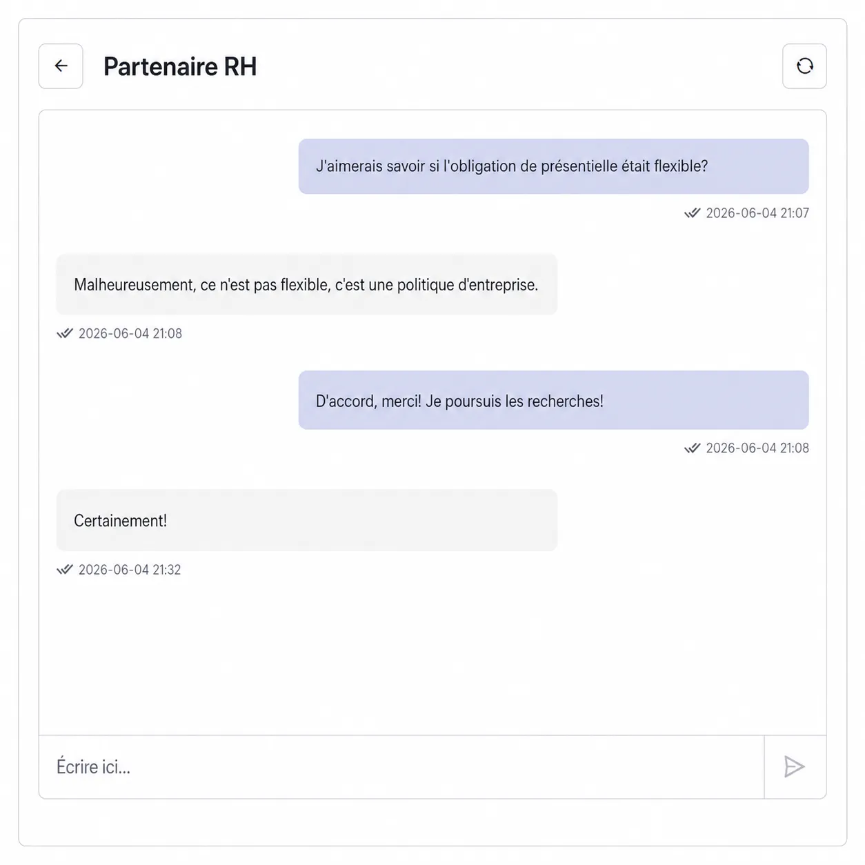 Tableau de bord de messagerie fournisseur avec conversations d'entreprises et clavardage en temps réel